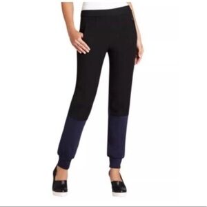 Bcbg MaxAzria Womens Large 12 Gianni Blue Black Colorblock Jogger Trouser Pant L